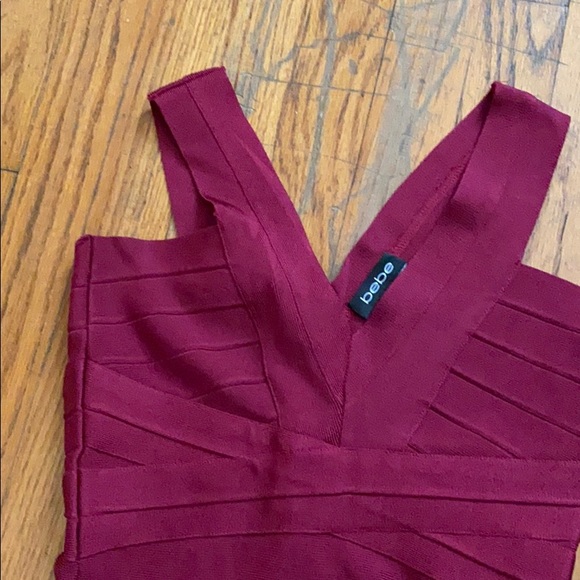 Burgundy Bandage Dress - Picture 2 of 5